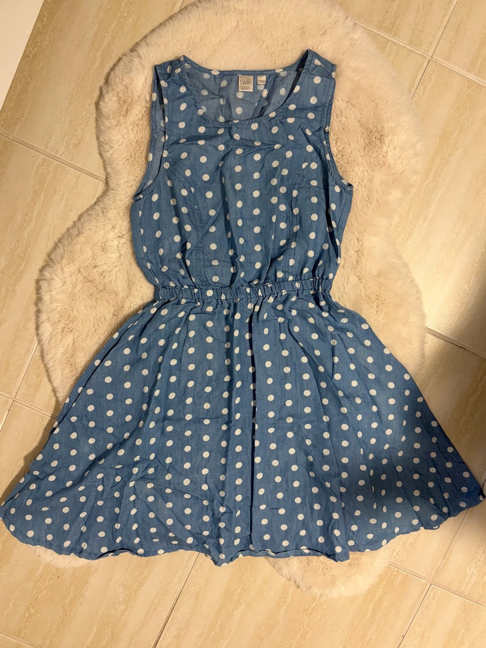 Simons Blue Polka Dot Sleeveless Dress - XS